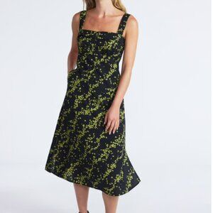 Scoop Floral Foldover Square Neck Midi Dress Size Medium NWT